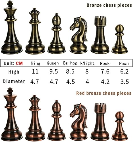 Miniatura 6 de Juego de ajedrez grande único para adultos y niños, tablero de ajedrez de madera con piezas de ajedrez de metal con peso de madera para torneo,