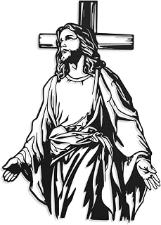 Black metal Jesus silhouette integrated with a cross