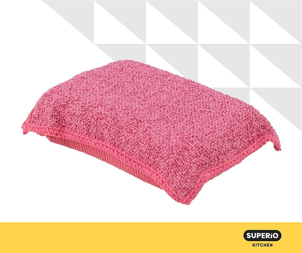 Image of Miracle Microfiber Scrubbing Sponge, Red Extra Scrubbing Power Kitchen Sponge, Sink, Pot, Pan and Dish Washing, Super Absorbent and Rapid Drying, 9-Pack, by Superio