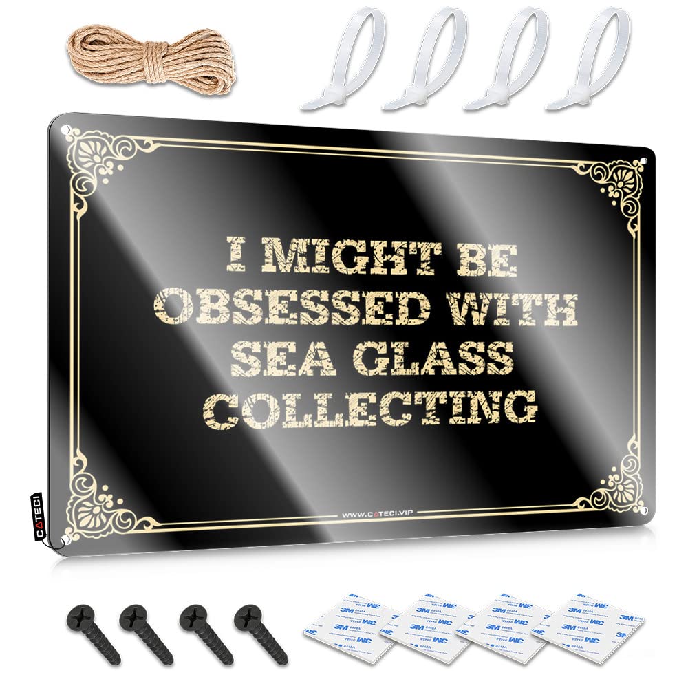 Mwfkkaddb Colour Funny Tin Sign I Might Be Obsessed With Sea Glass Collecting Tin Sign Funny Signs Billiard Bro Cave Sign(30X40cm)