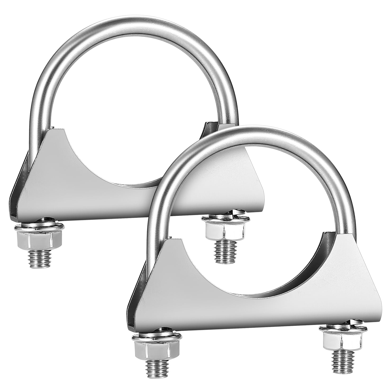 2 Pcs 54mm Exhaust Clamps, Saddle Type U-Bolt, Heavy Duty for 2-1/8" Diameter Tail Pipe