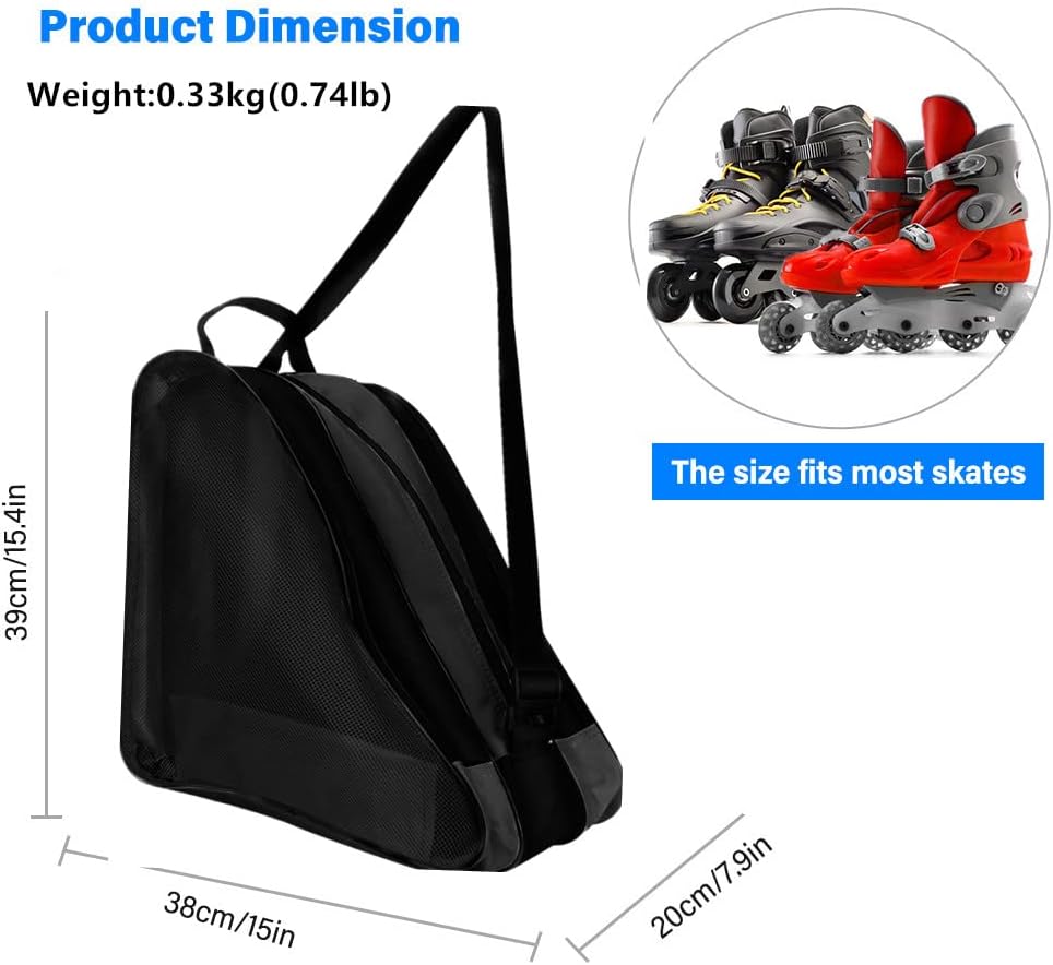 LINGSFIRE Roller Skate Bag, Breathable Ice-skating Bag Shoulder and Top Handle Oxford Cloth Skating Bag for Women Men and Adults Roller Skate Accessories (Black) : Sports & Outdoors