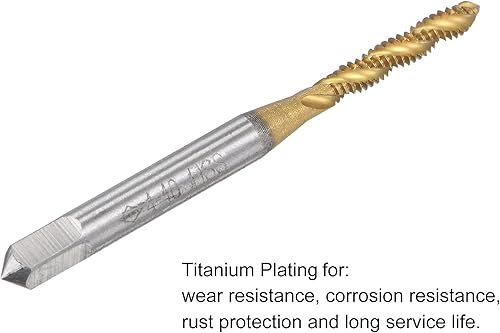 Vista 9 de uxcell Grifo roscado de flauta espiral 8-32 UNC, HSS (acero de alta velocidad) chapado en titanio rosca 3 flautas herramienta de roscado H2