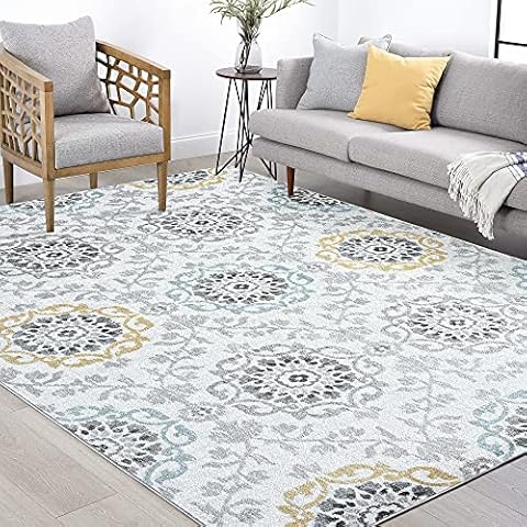 Tayse Josephine Cream 8x10 Rectangle Area Rug for Living, Bedroom, or Dining Room - Transitional, Floral Cover