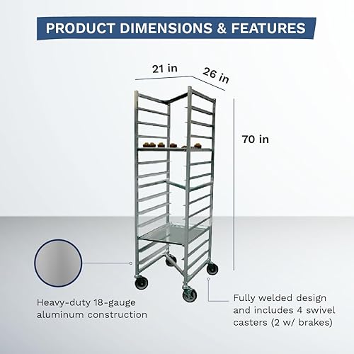Miniatura 10 de CenPro 28W-151 - Estante de aluminio cerrado NSF comercial para panecillos, capacidad para (40) sartenes de hojas de 18 x 26 pulgadas, 21 pulgadas