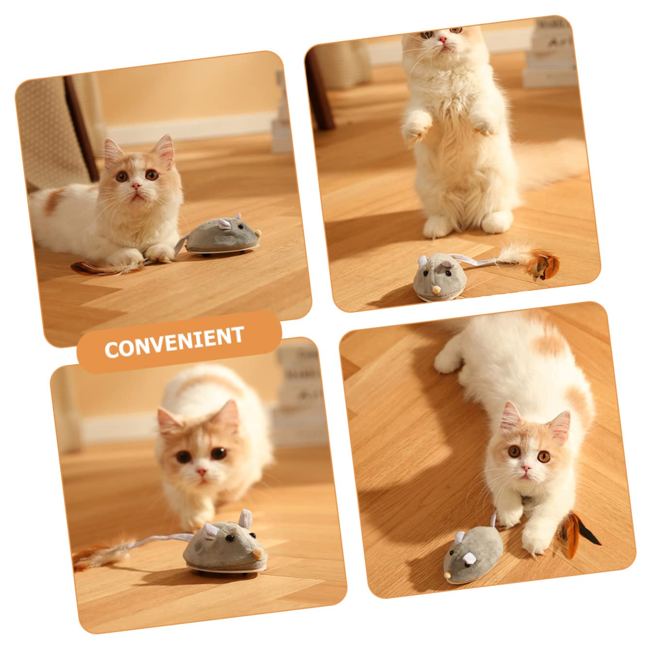 Mipcase 4pièces Souris Électrique Rechargeable pour Chats Jouet Interactif avec Queue Agitée Et Sons Réalistes Amusant pour Jeu Autonome Et à Intérieur