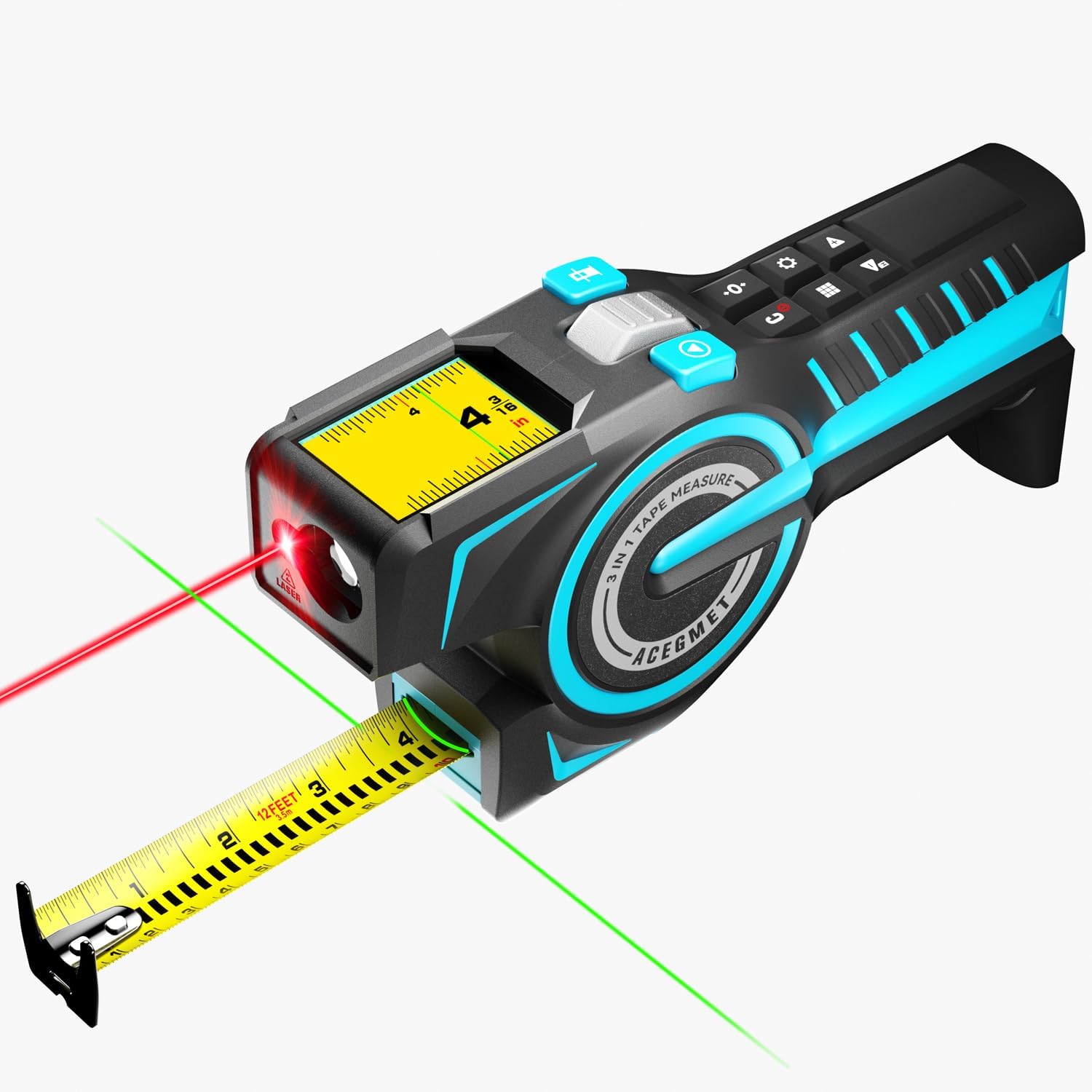 3-In-1 Digital Tape Measure,330Ft Laser Measurement Tool & Auto Lock Tape With Instant Digital Readout,Extended Laser Line & Incremental Measurement,Replaceable Tape|Swappable Battery|App Sync