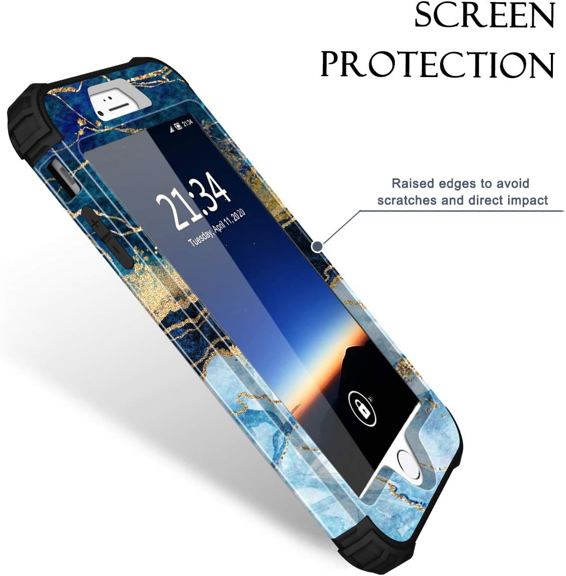Hocase for iPhone 6s Plus Case/iPhone 6 Plus Case, Heavy Duty Shockproof Protection Soft Silicone Rubber+Hard Plastic Protective Case for iPhone 6 Plus/6s Plus (5.5" Display) - Blue Marble