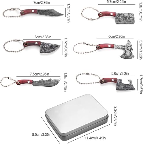 Miniatura 2 de Mini Knife Set,Tiny Knife Set with Sheath,Mini Pocket Knives Keychain for Knife Collectors Gifts and Package Opener Box Cutter (6)