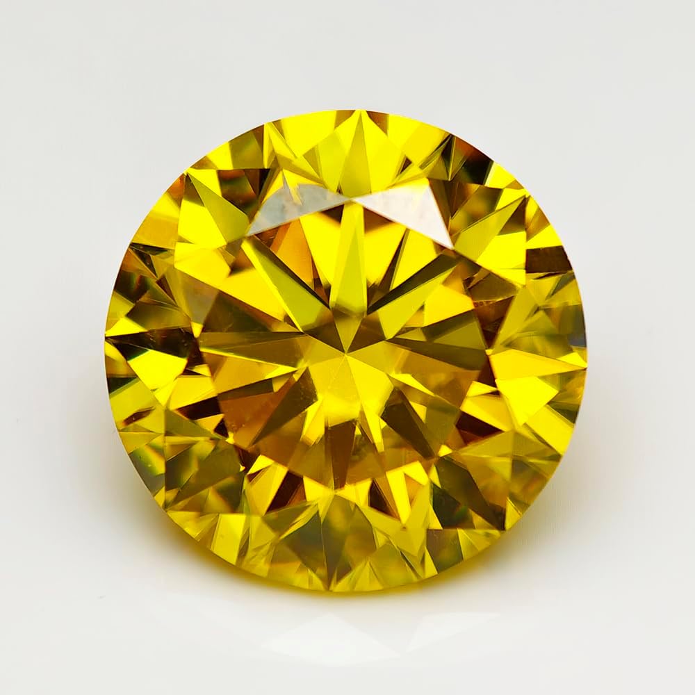 Vivi Yellow Color Moissanite Stone Round Cut 0.5-5.0ct VVS1 Certified Moissanite Diamonds with GRA Certificate Pass Diamond Tester