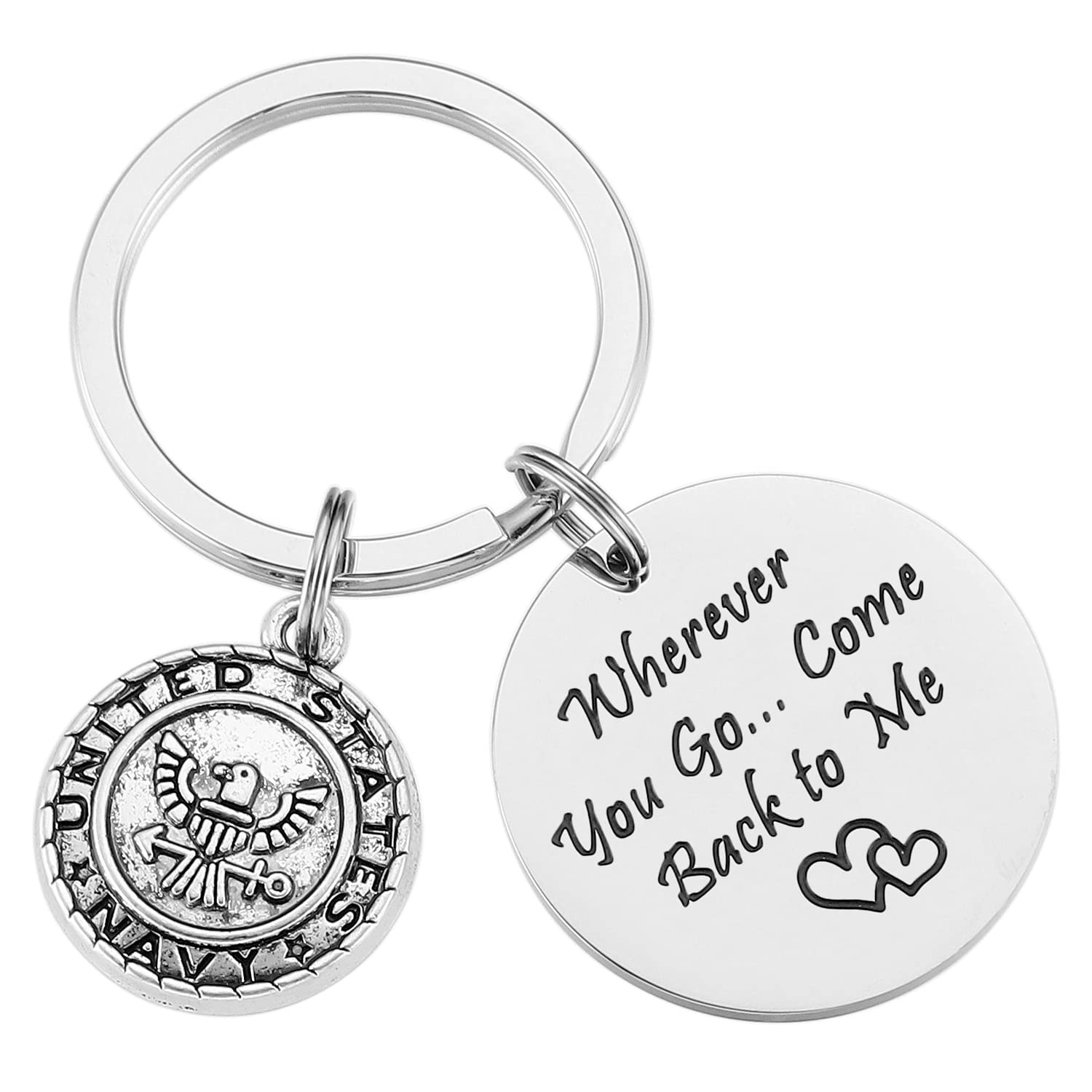 Photo 1 of 2 BUNDLED ITEMS - LKSTK Hands Free Dog Leash with Zipper Pouch, Dual Padded Handles and Professional Retractable Bungee Dog Leash for Walking Jogging, Adjustable Waist Belt for Medium to Large Dog (Blue); AND, BLABABU JEWELRY Navy Keychain Marine Gifts fo