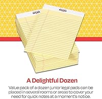 Vista 4 de School Smart Bloc de notas jurídicas junior, 5 x 8 pulgadas, 50 hojas cada una, canario, paquete de 12