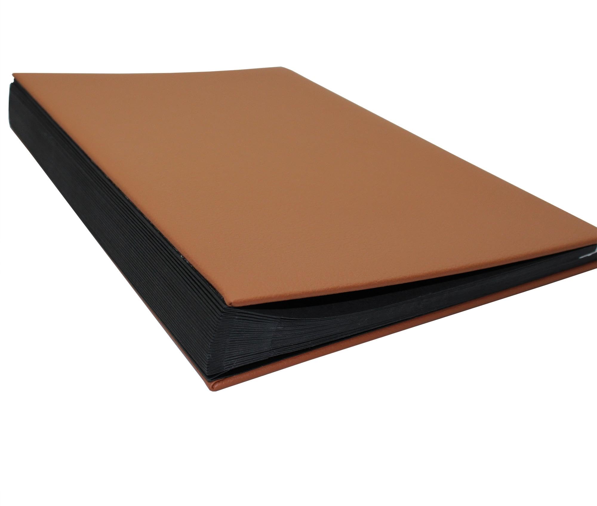Raccoglitore con registro A-Z, in pelle bovina grana cognac, adatto per DIN A4, copertina morbida con dorso elastico, divisori in cartone nero con fori di visualizzazione