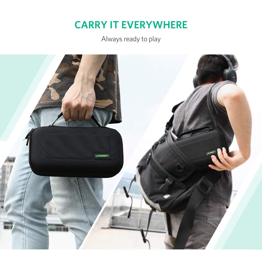 UGREEN Custodia Rigida per Nintendo Switch Borsa in EVA Antiurto con Maniglia per 1 Console, 2 Joy-Con (L e R), 10 Cartucce di Giochi, Adattatore di Alimentazione e Altri Accessori Digitali, etc.