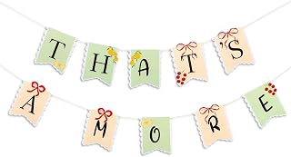 That's Amore Italian Themed Decorative Banner-Wedding Banner Hanging Garland for Bachelorette, Engagement or Wedding Party Decorations Bridal Shower Photo Prop Sign