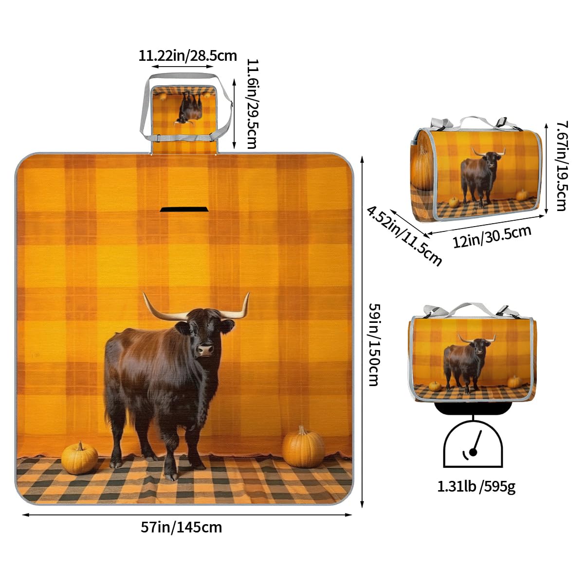 Manta de picnic de 150 x 145 cm, manta de playa plegable para exteriores, impermeable, para playa, camping, senderismo, picnic