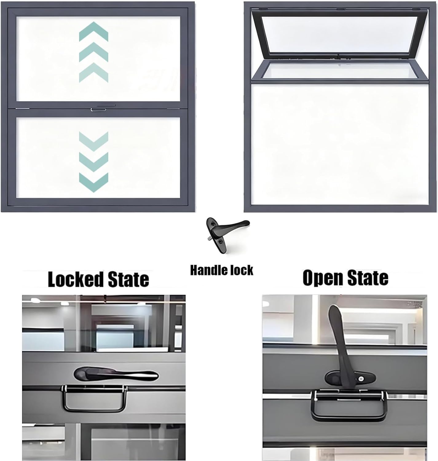 Up and Down Concession Window, Aluminum Replacement Windows with Sliding Glass/Screen, Vertical Sliding Double Hung Window for Food Trucks, Vending Stands, and Business Kitchens(White,W40 x H40in)