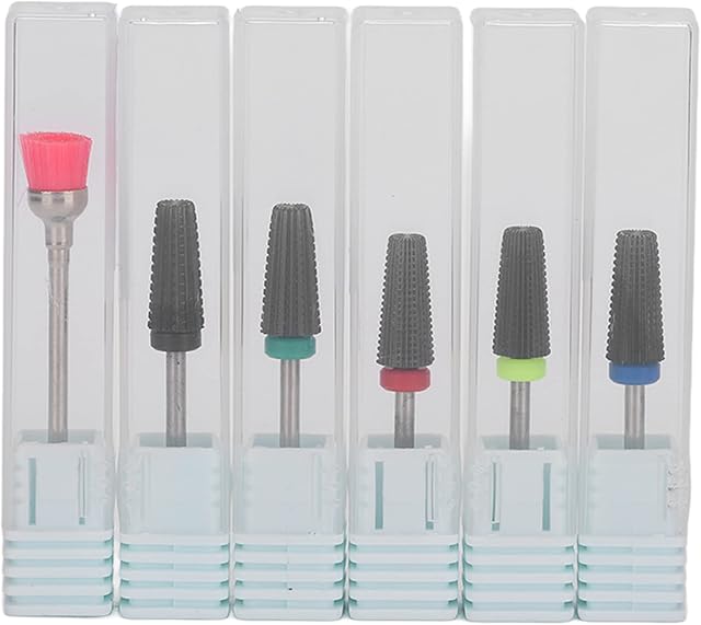 Electric Nail Burr Bits Set, Tungsten Steel Nail Drill Attachment, Gel Polish Removal Dust Brush Nail Polish Grinding Head Kit, For Pedicure Manicure(black)