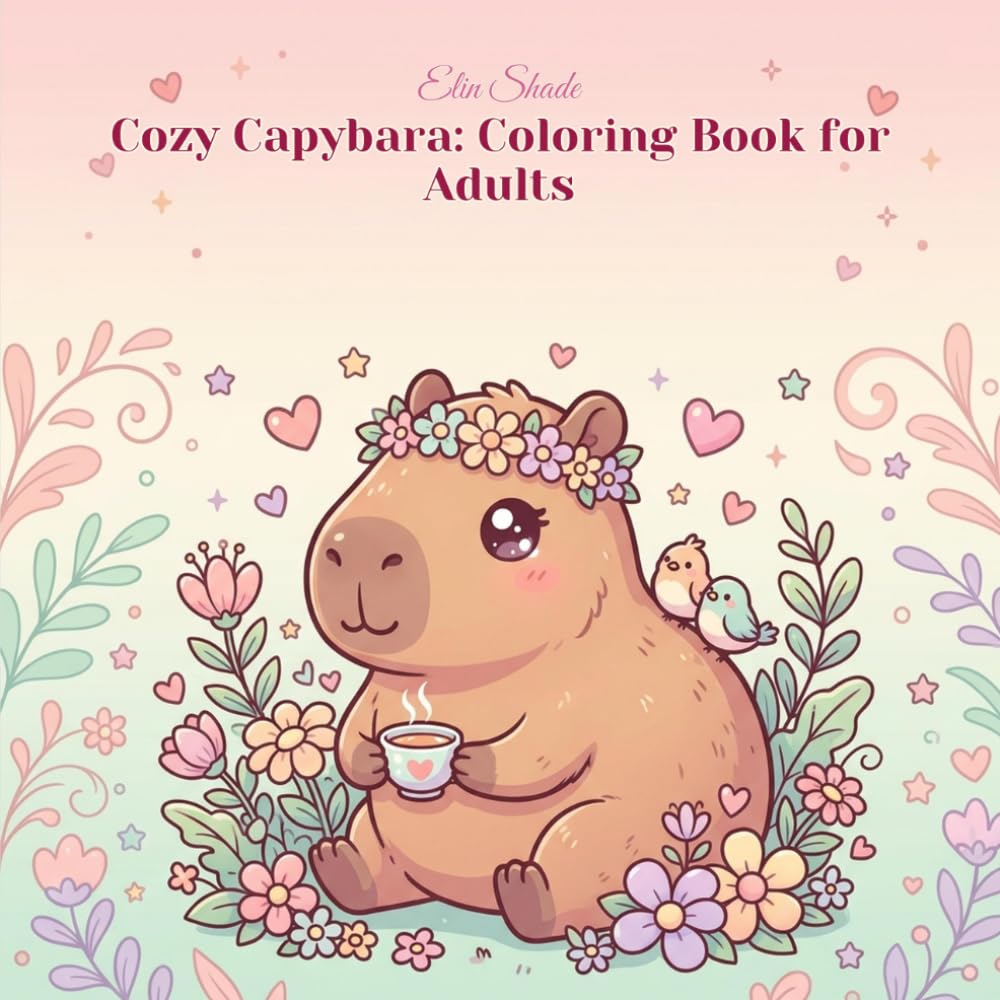 Cozy Capybara: Coloring Book for Adults, Bold and Easy Kawaii Adventures: 40 Adorable Designs Featuring a Cute Capybara in Cozy Daily Life Scenes — ... for Relaxation and Stress Relief