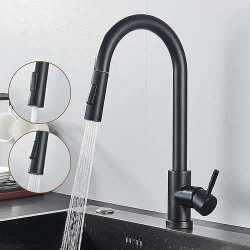 Miniatura 2 de Touch Sensor Kitchen Faucet Matte Black Pull Down Mixer with Dual Water Modes Hot & Cold Elegant Brushed Gold Finish for Modern Kitchens Smart &