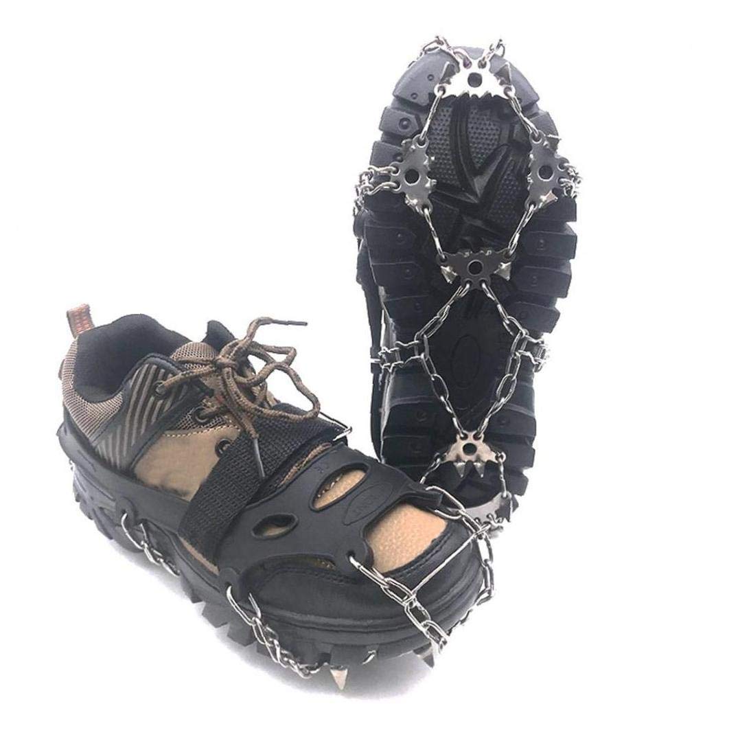 Ice Snow Grips, Traction Cleats Steigeisen für Schuhe mit 23 Edelstahlspikes zum Gehen, Joggen, Klettern, Wandern auf Schnee und Ice XL Black