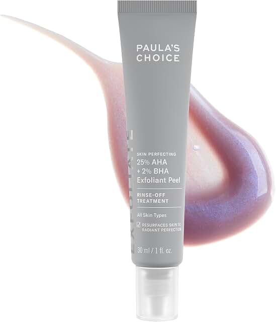 SKIN PERFECTING 25% AHA + 2% BHA Face Exfoliant Peel 1 Fl Oz | Rinse-Off Facial Exfoliant Treatment for All Skin Types, Fragrance-Free