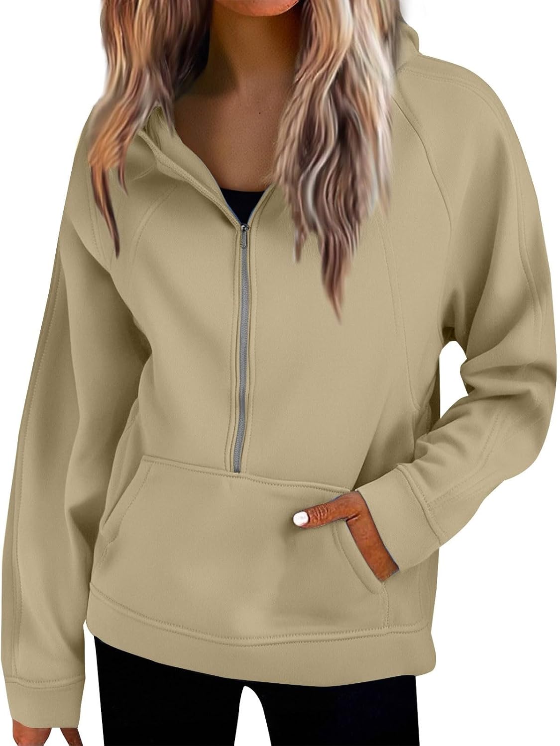 Womens Sweatshirts Half Zip Cropped Pullover Fleece Quarter Zipper Hoodies 2025 Fall Fashion Outfits Clothes