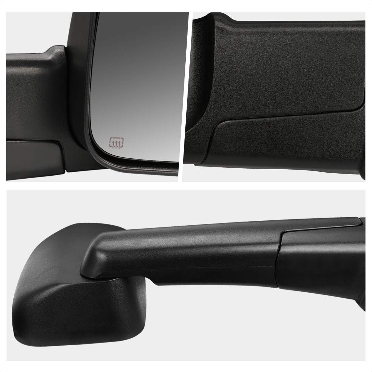 [Pair] Power Heated Tow Towing Mirror Side Mirrors Mirrors Compatible with 09-16 Dodge Ram 1500-3500,Black