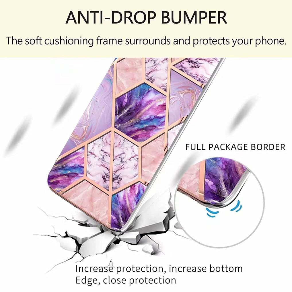 BRAND SET Cover per Motorola Moto G31/G41 Placcatura in Conchiglia Marmo Custodia Morbida Siliconata Antiurto Sottile Protezione Gomma Gel Bumper Case per Moto G31/G41-Fiore Viola