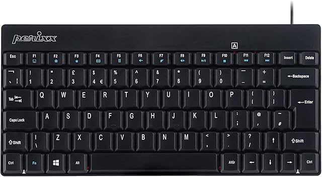 Perixx PERIBOARD-422 Wired USB-C Mini Keyboard, USB Type C Connector, UK QWERTY