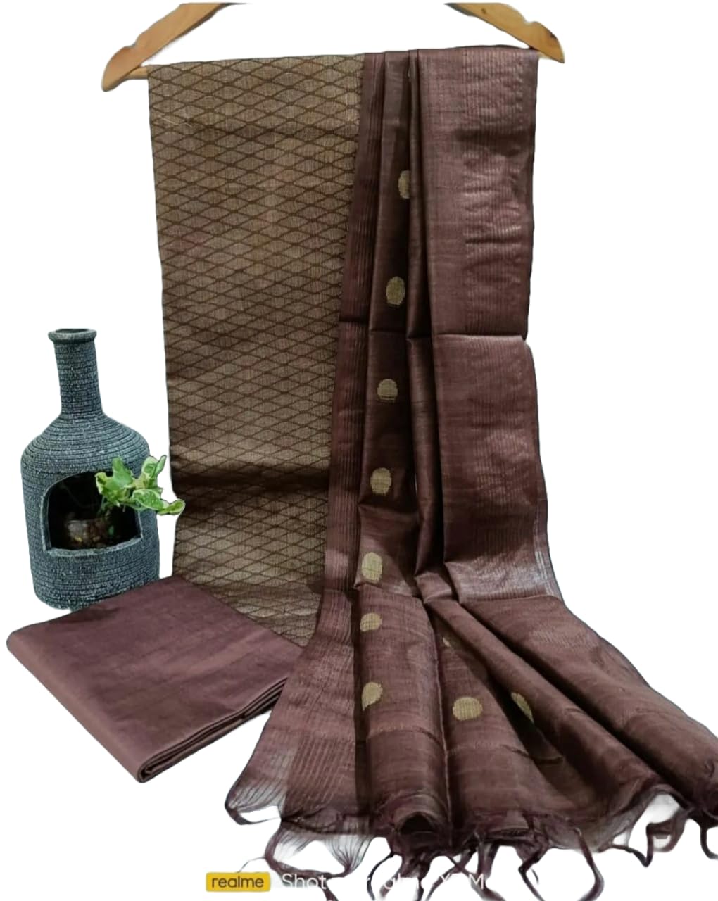 HAIDER ALI Handloom Semi Tussar Silk Unstitched Suit Set for Women with Dupatta | Salwar Suit Dress Material for Women & Girls | Top - 2.5 Mtrs, Bottom - 2.50 Mtrs & Dupatta - 2.3 Mtrs__3