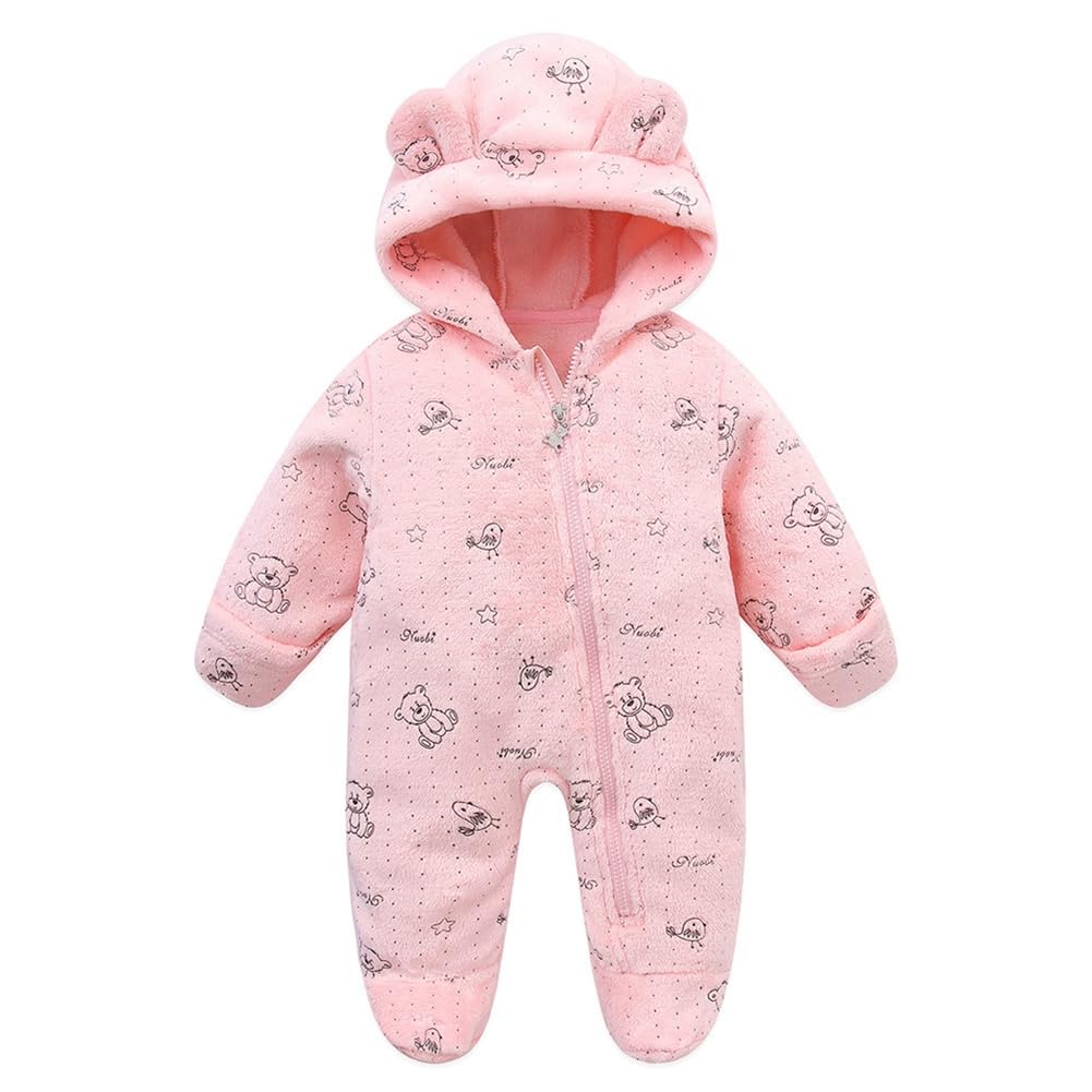 Newborn Unisex Baby Bear Onesie, Infant Romper Snowsuit Hooded Jumpsuit Bodysuit Winter Outwear Boy Girl 0-12M