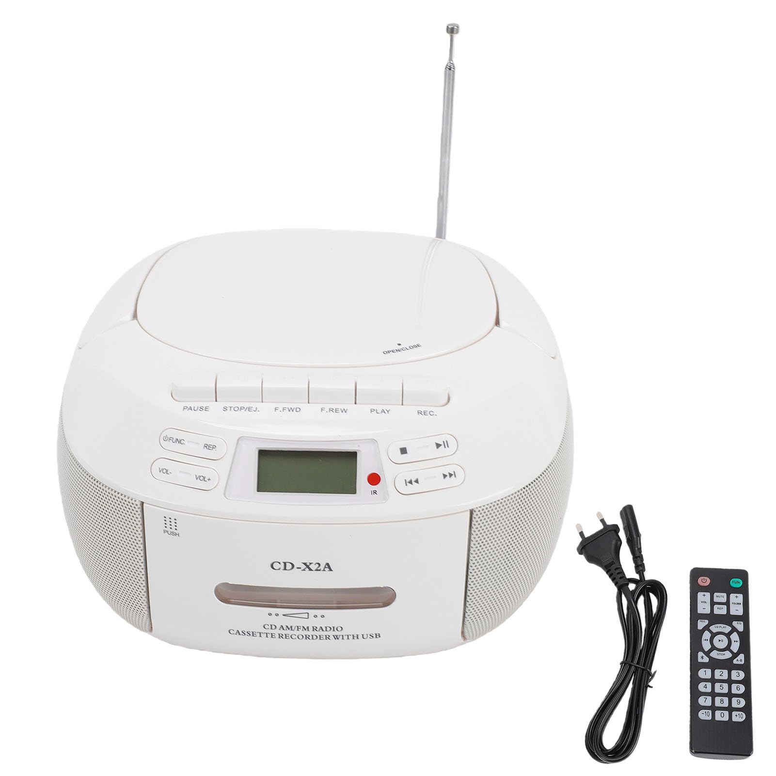 Dpofirs Reproductor Portátil de CD y Casete Bluetooth, Radio Am FM y Grabación en Cinta, for Hogar Exteriores Cocina (White)