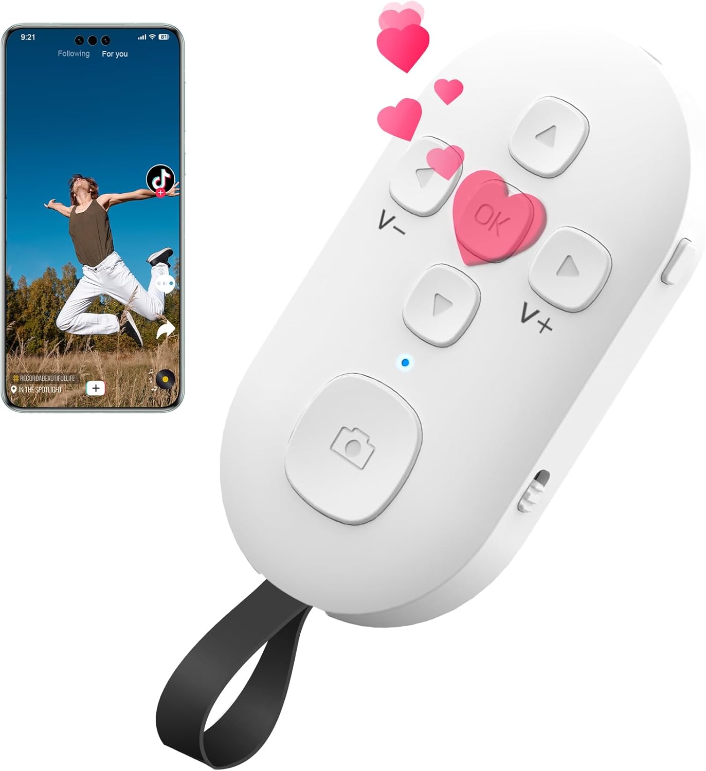 SEANCHEER R1 TikTok Scrolling Remote Control for Phone, Page Turner for Kindle App(Not for All Kindle Devices), Camera Shutter Controller for Photo and Video, Connect via Bluetooth, USB-C Charging