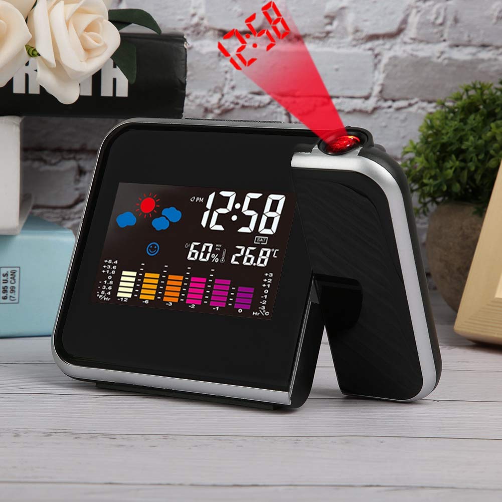 Fydun Multifunctional LCD Color Sc Electronic Alarm Clock Projection Weather Clock
