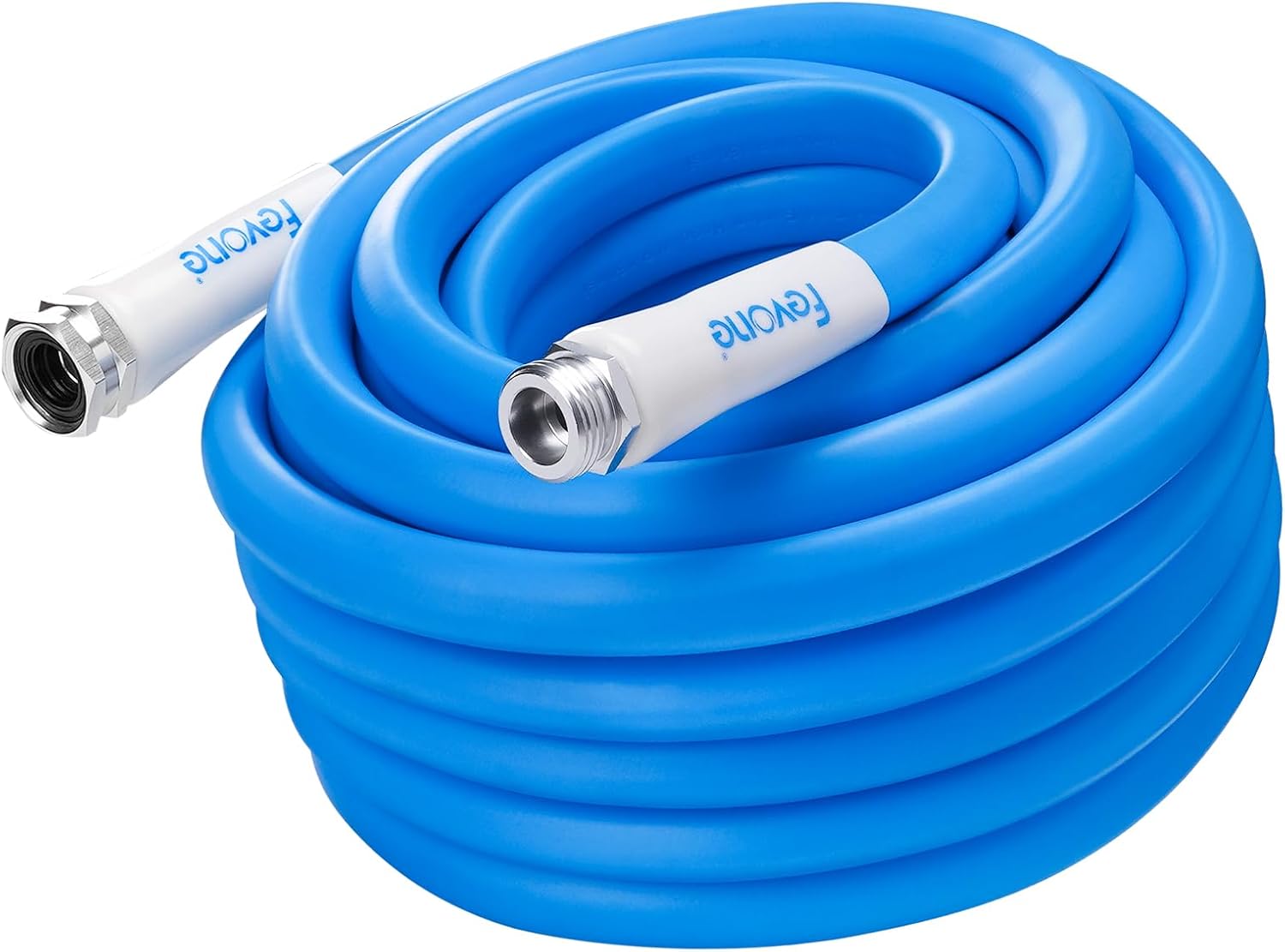 Fevone Never Kinks Garden Hose 50 feet, Triangle Prism, Flexible Water Hose, Drinking Water Safe, 5/8 Inner Diameter, 3/4 Aluminum Fittings