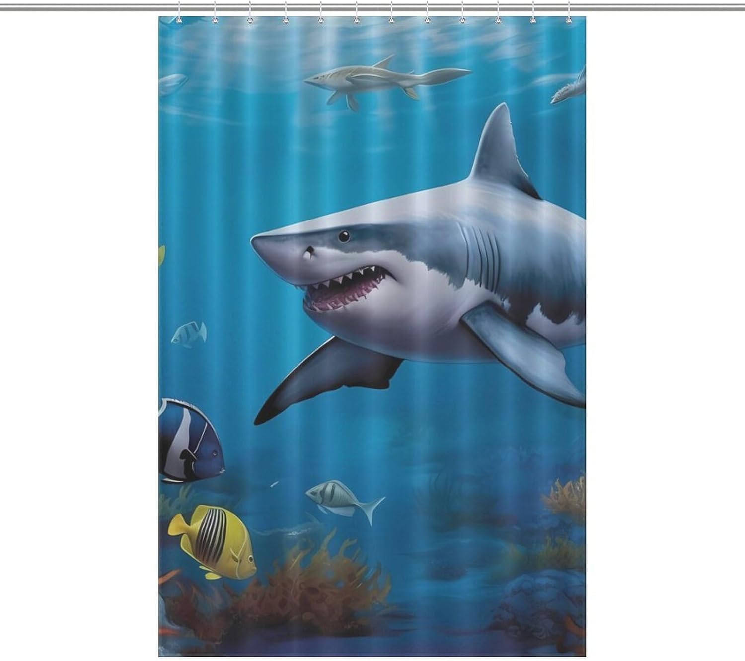 Tropical Fish Shark Undersea Funny Shower Curtains Washable Bath Curtain Liner with Hooks for Bathroom Bath Tubs