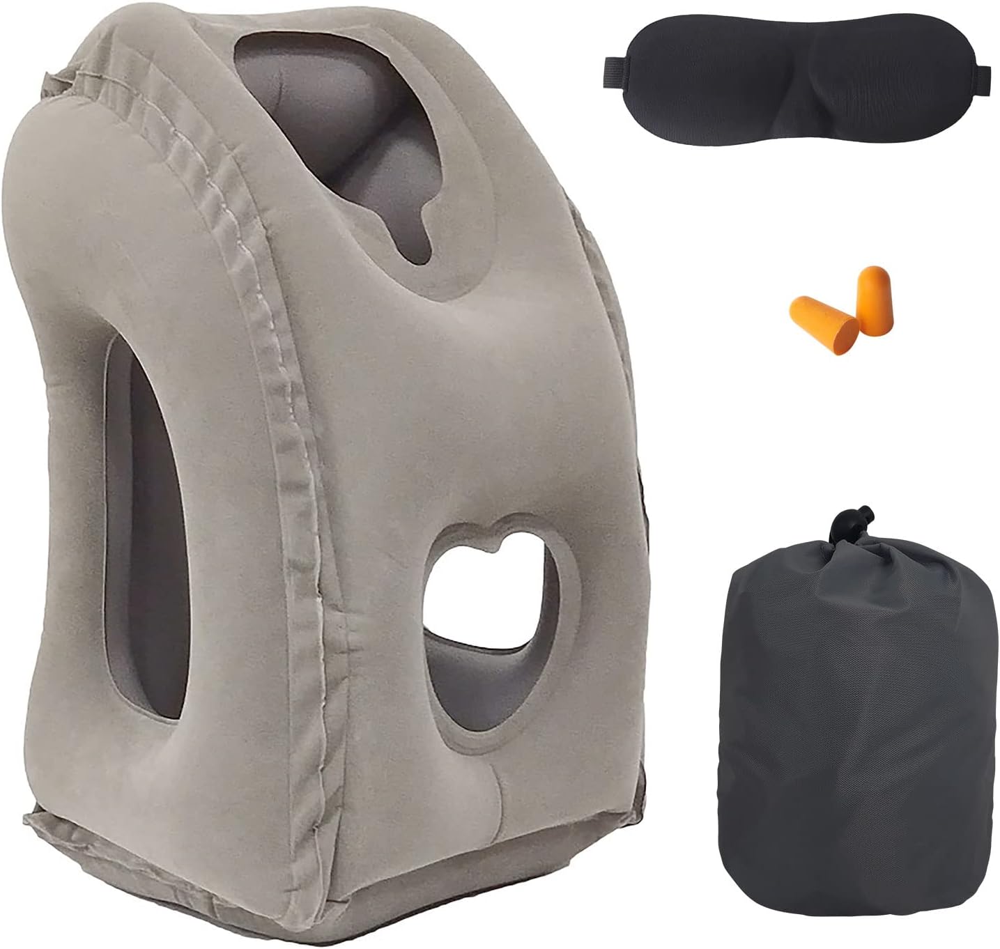 Inflatable Neck Pillow Used for Planes,Airplanes,Cars,Buses,Trains,Office Napping, Travel Accessories(Gray)……