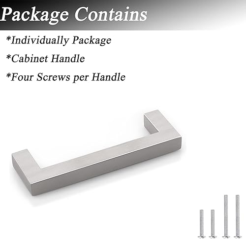 Miniatura 5 de Manijas Probrico de acero inoxidable de 12 pulgada para puerta de armario de cocina, cuadradas, níquel satinado, centro de orificios de 3.78