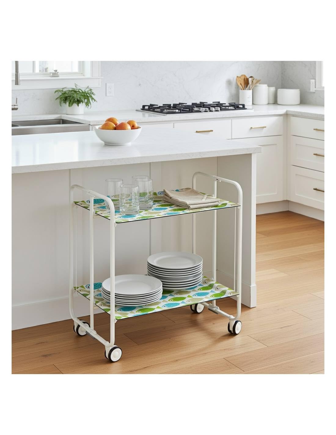 Mesa plegable con ruedas, chasis blanco, 67, talla única