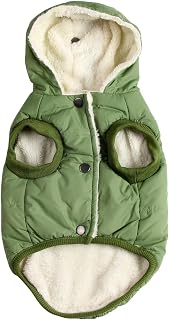 JoyDaog Sudadera con capucha para perro con forro polar y algodón cálido en invierno, chaqueta con capucha para perros pequeños, Verde, S