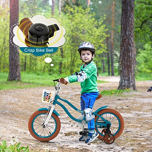 Baby Joy Kids Bike, 14 16 18 Inch Boys Girls Bike For 3-8 Years Old W/Training Wheels, Adjustable Seat, Removable Basket, Handbrake And Coaster Brake, Kids Bicycle (Pink & Turquoise) #TOP7