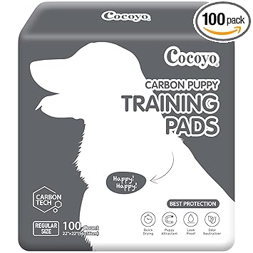 COCOYO Puppy Training Pads ? Carbon Absorb Eliminating Urine Odor Doggie Training Pads ? Premium Dog Pee Pads (100 Count, 22x22 inch)