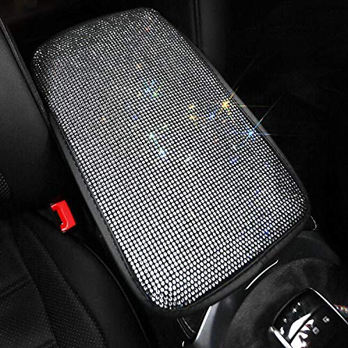 Bling Auto Armlehnenbezug, Universal BlingBling Auto Center Konsolenkissenpolster, Charmantes Kristall-Strass-Auto-Innenzubehör für Frauen, Fit für die meisten Fahrzeuge, SUV, LKW.