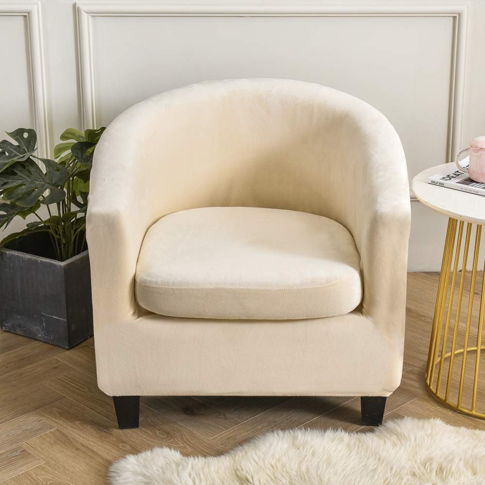 Funda de sillón Chesterfield 2 Piezas Fundas para sillas de bañera Funda de Silla de Bar Funda de sillón de Club elástico Fundas de Silla de cóctel Tullsta Beige Claro