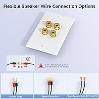 Vista 3 de Cable Matters Paquete de 2 placas de pared de alambre para altavoces, placa de pared de altavoz chapada en oro con enchufe tipo plátano para 2