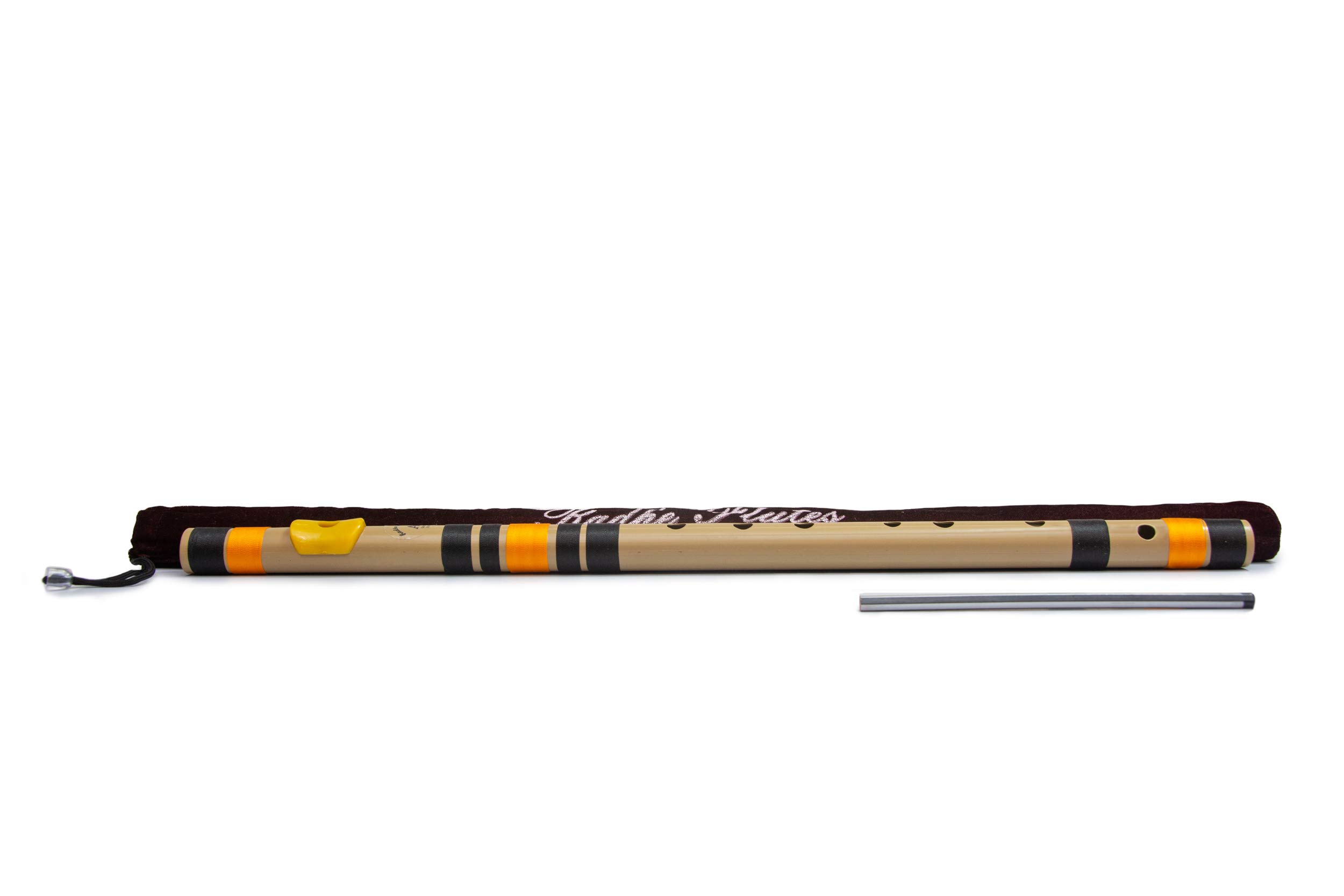 PVC Fiber A Natural Bansuri Base Octave RIGHT Handed With VELVET COVER