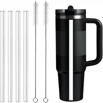 Straw Replacement Fit for Stanley Quencher ProTour Flip Straw Tumbler 30oz,4Pack Clear Reusable Drinking Straw with Cleaning Brush Compatible with Stanley Quencher ProTour 30oz Cup