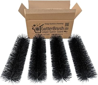 GutterBrush Downspout Gutter Guard for Standard 5 Inch Gutters | 4 Pieces - 18 in. Each - 6 Ft Total | DIY Leaf Filter, No Tools Needed Prevents Clogs - 4.25 Diameter - 4-Pack Downspout Guard 6 ft