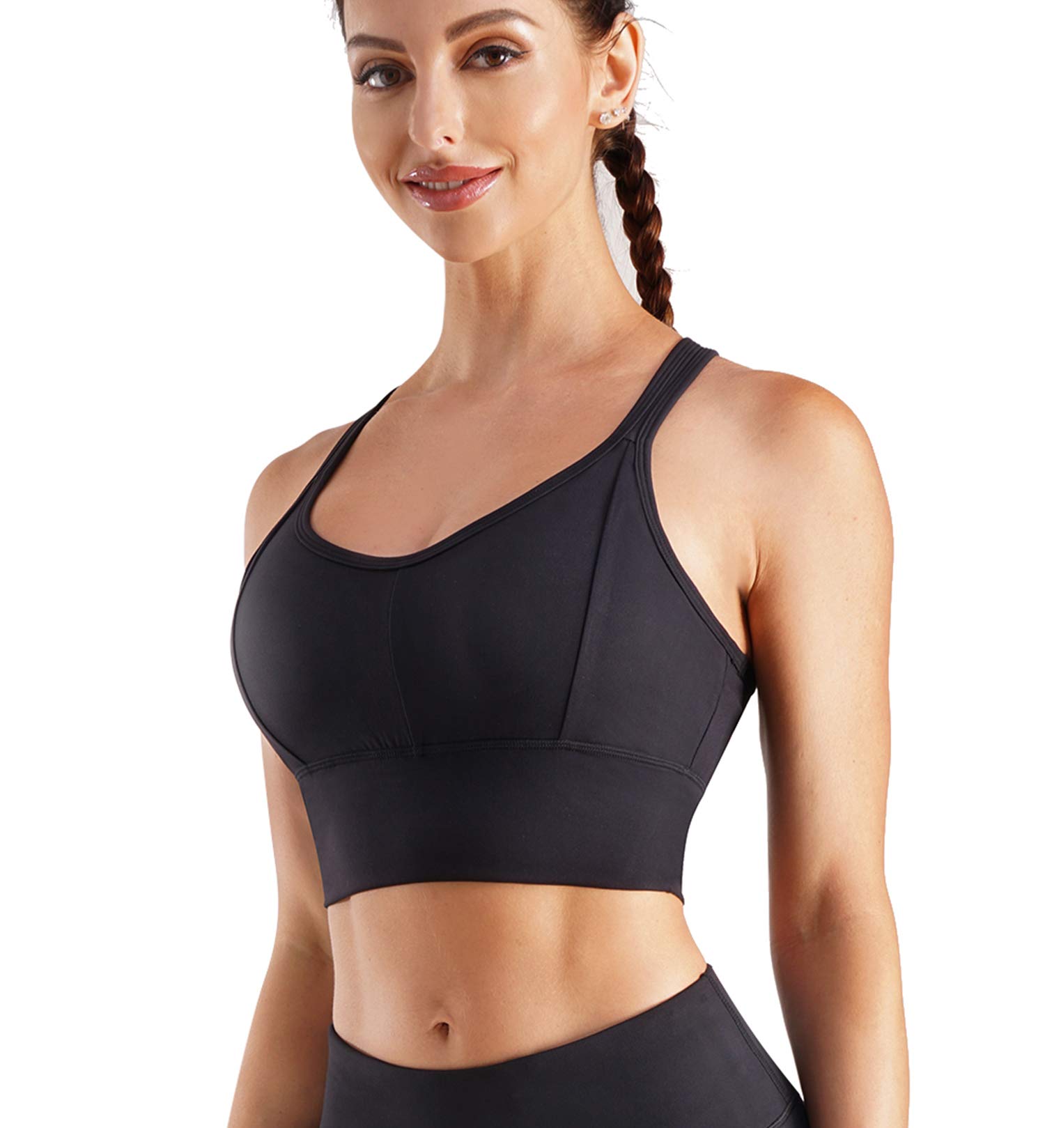 TrainingGirlWomen High Impact Sports Bra Wirefree Padded Racerback Yoga Tank Tops Comfy Workout Bra for Running Gym Fitness